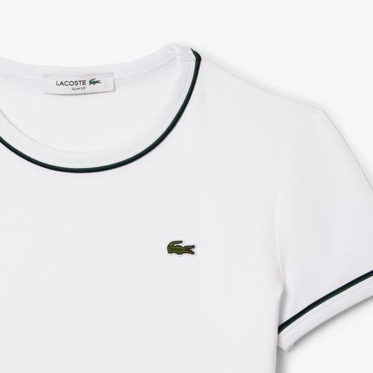 Camiseta Lacoste tipo jersey con vivo en cuello y manga