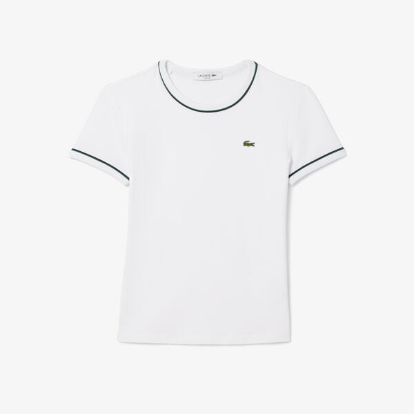 Camiseta Lacoste tipo jersey con vivo en cuello y manga